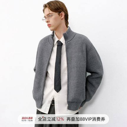 714street针织短阔版羽绒服男2025冬季新款休闲宽松羽绒毛衣开衫