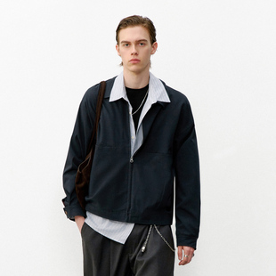 714street泡泡纱撞色翻领夹克男2026春季 复古廓形cleanfit外套潮