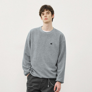 714street美式 T恤 复古圆领卫衣男2025秋冬摇粒绒外套宽松情侣长袖