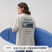 T恤2025新款 冲浪水印印花短袖 重磅全棉国潮上衣 美式 714street夏季