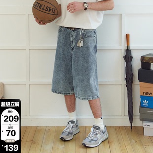 短褲 714street潮牌水洗牛仔褲 新款 日系復(fù)古男生褲 男女2024夏裝 子