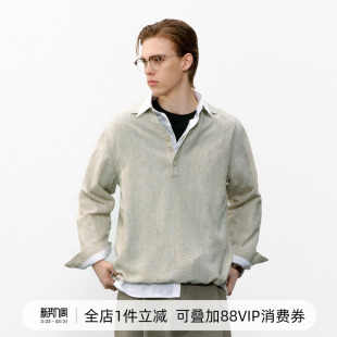 老钱衬衫 2026春季 男 POLO衫 714street轻薄褶皱感色织cleanfit长袖