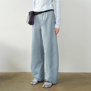 轻薄四面弹休闲裤 新款 女 2026春季 714street弧形剪裁分割线弯刀裤