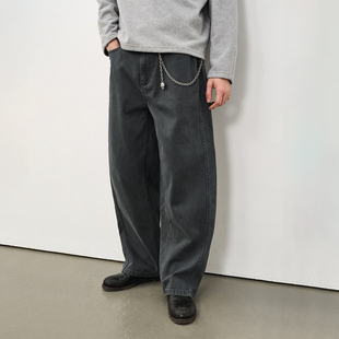 宽松裤 百搭纯棉休闲裤 子男 2025秋季 714street复古水洗做旧弯刀裤