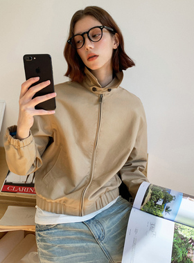 714street美式复古GeekChic撞色夹克2026春季高密双股纯棉外套女