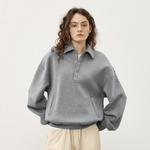 宽松情侣上衣 复古空气层POLO领卫衣男2025短款 714stree秋季 美式