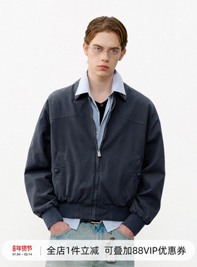714street美式复古MA1飞行夹克男款2026春季水洗收腰廓形短款外套
