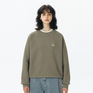 日系复古套头衫 714street华夫格圆领卫衣男秋新款 上衣潮牌情侣装