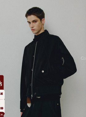714street高端线BEHALF 水洗皮料拼接 双门襟解构 机车bomber夹克