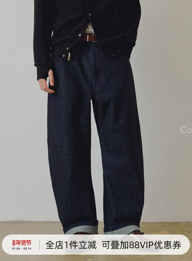 714street高端线BEHALF「日本冈山」胚蓝 弧形打褶原牛弯刀长裤