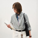 新款 男2025秋季 情侣衬衣 宽松miu系格子衬衫 714street简约纯棉长袖