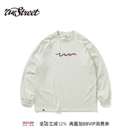 714street重磅2024新款美式印花纯棉长袖T恤男情侣装宽松休闲上衣