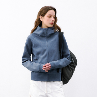 714street花纱混纺连帽开衫 重磅复古针织高领外套 卫衣女2026春季