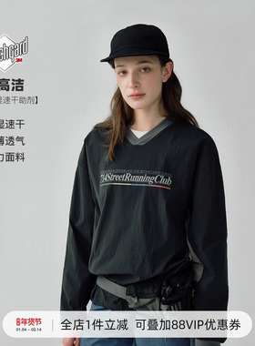 714street春夏新款3M吸湿速干V领机能长袖T恤男透气排汗运动上衣