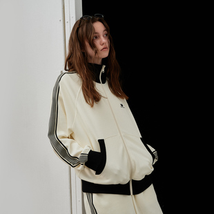 撞色质感外套 男2025新款 714street春季 复古运动罗纹立领针织开衫