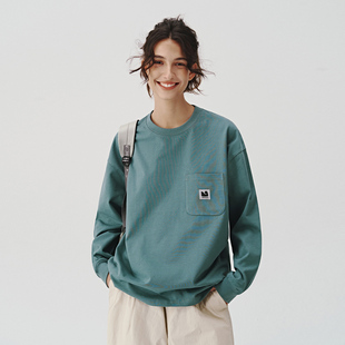 T恤男2024情侣装 重磅300g口袋长袖 宽松休闲上衣 新款 714street秋季