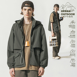 冲锋衣工装 714street潮牌户外连帽夹克男女2024新款 马甲 两件套