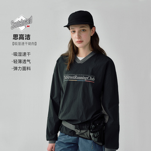 714street春夏新款 T恤男透气排汗运动上衣 3M吸湿速干V领机能长袖