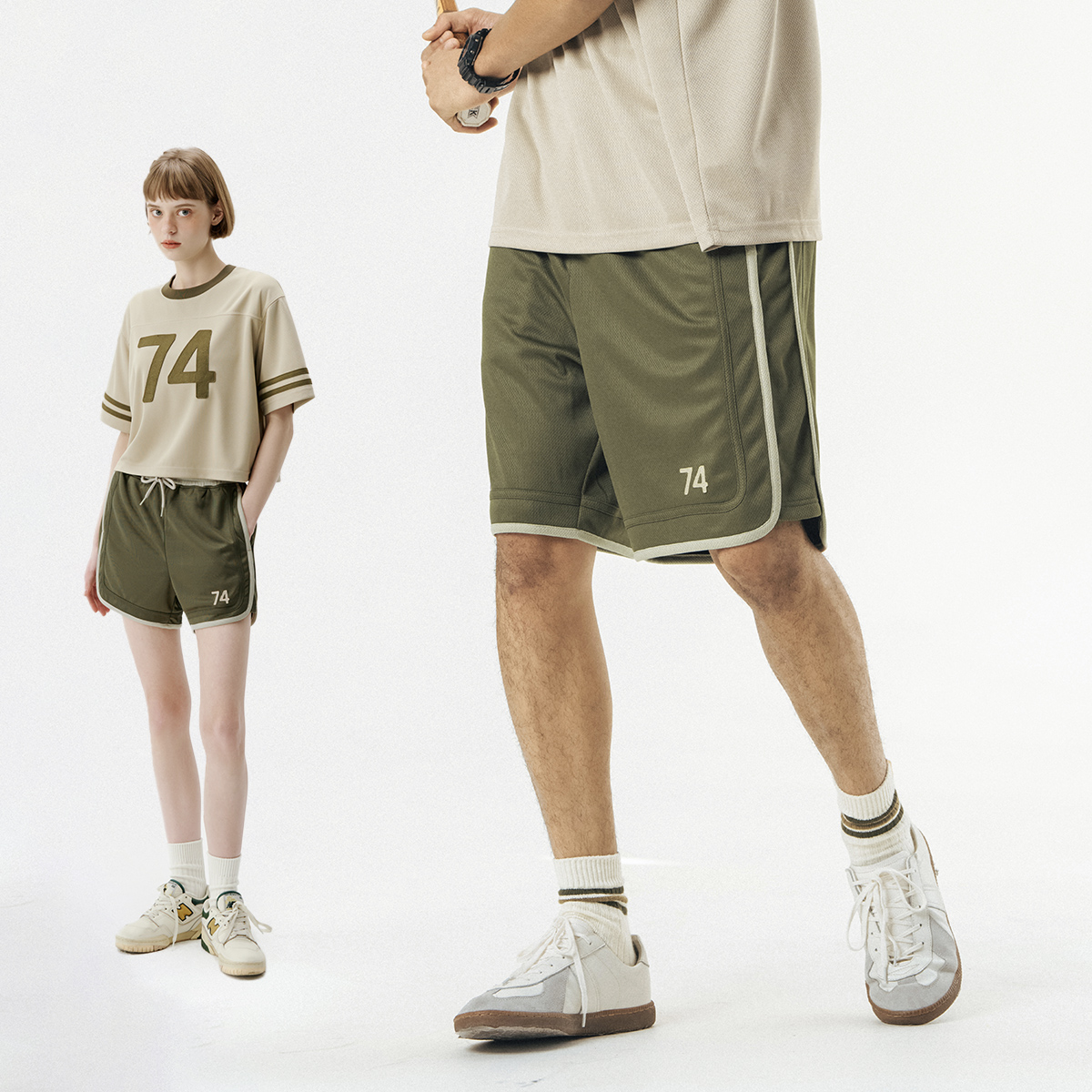 714street潮牌网眼运动短裤男女2024夏装新款裤子薄款透气五分裤