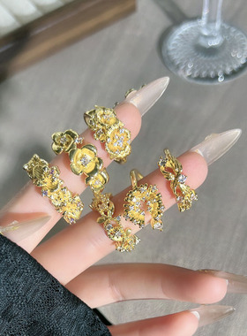 花团锦簇古风新中式花朵拉丝复古戒指女冷淡风精致轻奢时尚指环潮