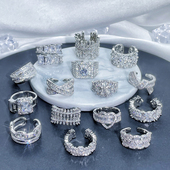 辣妹气质指环 时尚 法式 轻奢重工满钻锆石开口戒指女高级感小众个性