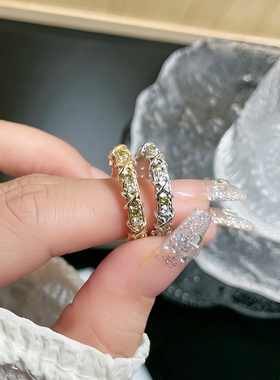新品个性交叉橄榄绿钻轻奢开口戒指女ins冷淡风小众气质精致指环
