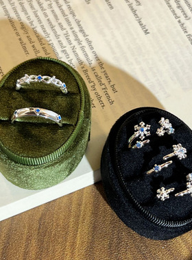 简约百搭星芒雪花蓝调气质情侣戒指女潮搭小众高级感时尚甜酷指环