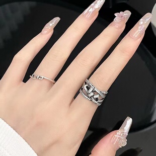 义乌市艺博饰品有限公司复古夸张蝴蝶结戒指女ins风小众多层指环