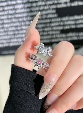 简约甜美气质冷淡风蝴蝶结轻奢开口戒指女小众设计感精致百搭指环