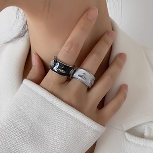 西太后薇薇安小众轻奢设计感戒指女潮土星中古珐琅滴釉食指戒指环