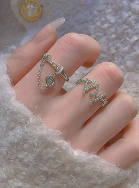 新款设计感轻奢锆石日韩气质百搭开口戒指高级小众ins简约食指戒