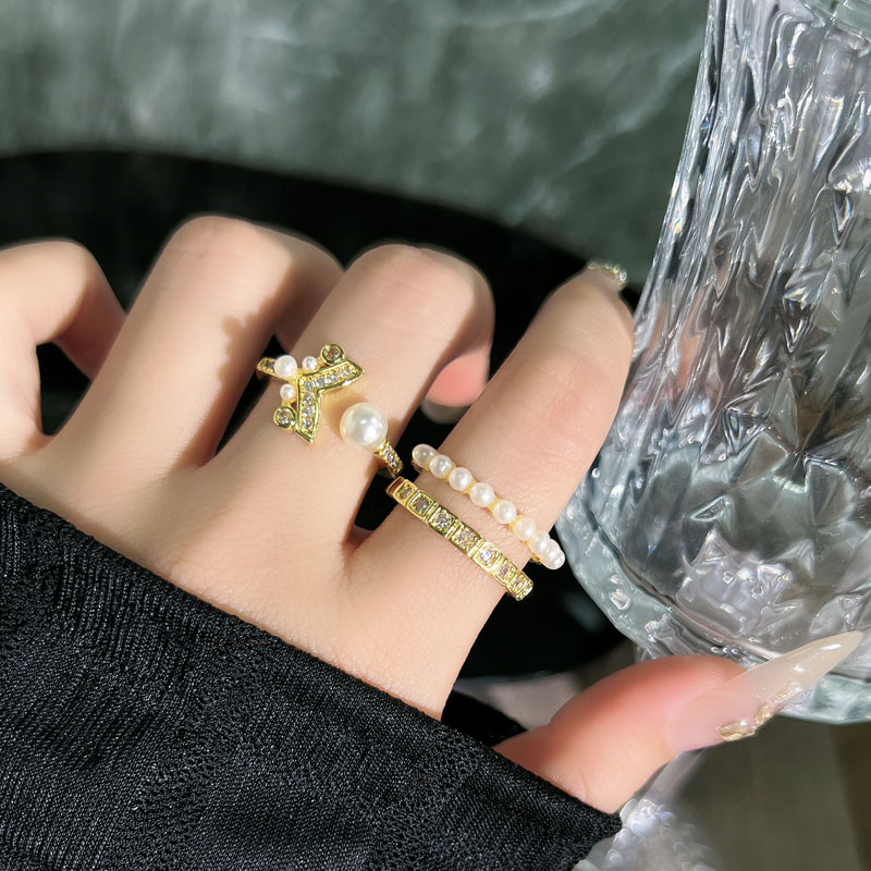 织梦画卷双层珍珠璀璨锆石戒指女小众设计感轻奢复古精致时尚指环