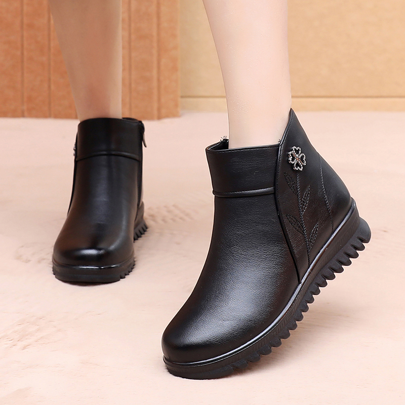 温州秋季新款厚底系带乐福鞋黑色工作皮鞋坡跟松糕底增高女单鞋