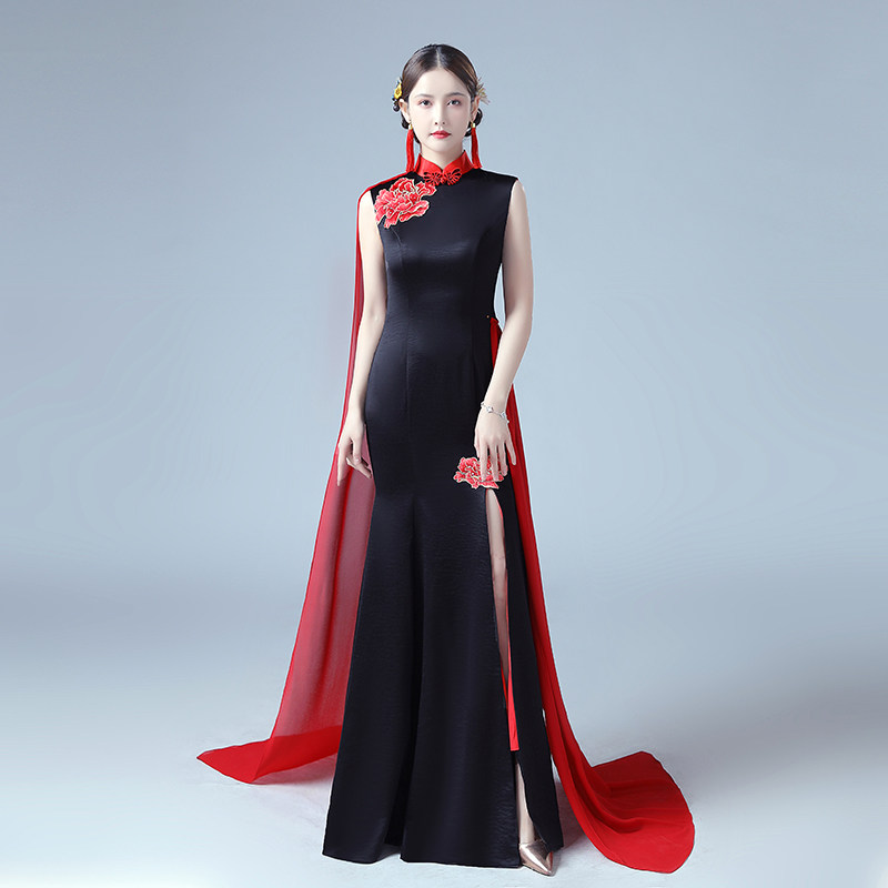 改良版高端走秀旗袍演出服修身鱼尾显瘦时尚年会宴会晚礼服女长款,女装/女士精品,礼服/晚装,淘宝优惠券,粉丝福利购,淘宝优惠卷