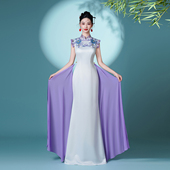 高级走秀旗袍2025年显瘦气质形体导师服鱼尾裙主持人演出礼服晚宴