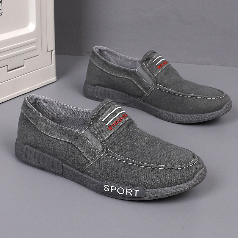 2026春季新款透气男鞋韩版潮流运动休闲鞋一脚蹬懒人老北京帆布鞋,流行男鞋,单鞋,淘宝优惠券,粉丝福利购,淘宝优惠卷