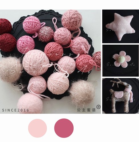 粉色系 绕球+玩偶 圣诞色系球装饰礼品挂件公仔公主蜜语双十一