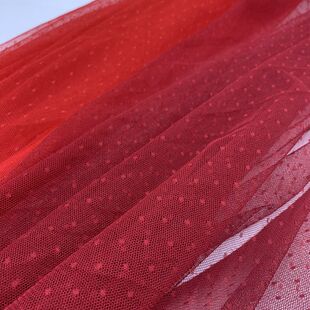 枣红大红紫色提花点弹力网纱布料蕾丝娃衣连衣裙手工diy服装面料