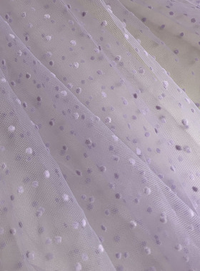 新品紫色杏色灰色粉色酒红点点植绒网纱布料童装连衣裙服装面料