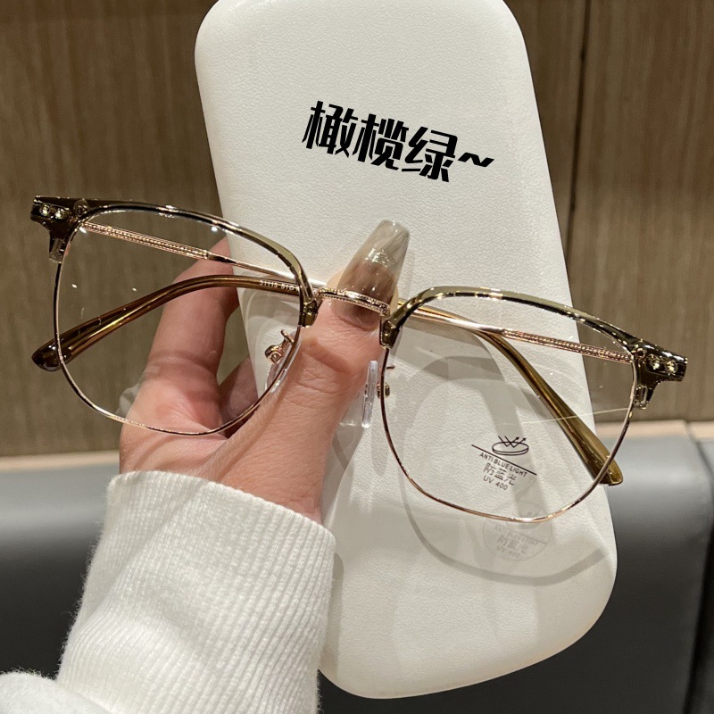 眉毛超轻半框眼镜女近视可配有度数男大框显脸小眼睛镜架大脸