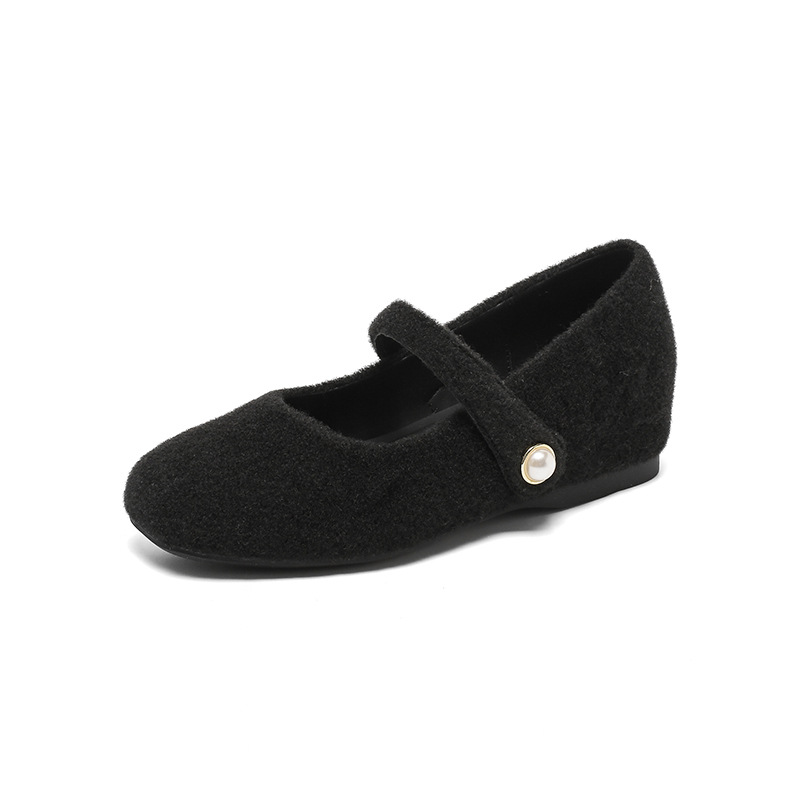 绒面女鞋春小单鞋玛丽珍鞋浅口气