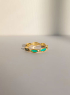 手工非遗仿点翠天然羽毛开口戒指