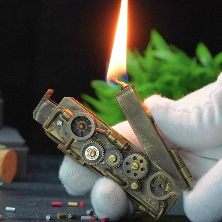 美国代购Steampunk㊣ 手作迷人蒸汽朋克复古机械齿轮时钟打火机