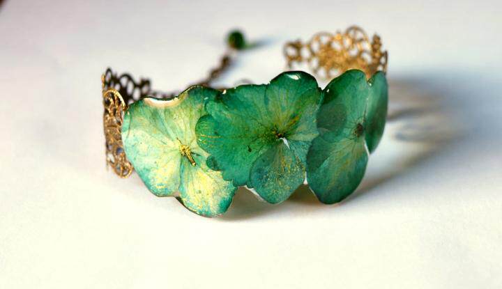 Resin㊣保加利亚代购 手作清新美丽真正绿色植物波西米亚手链手镯