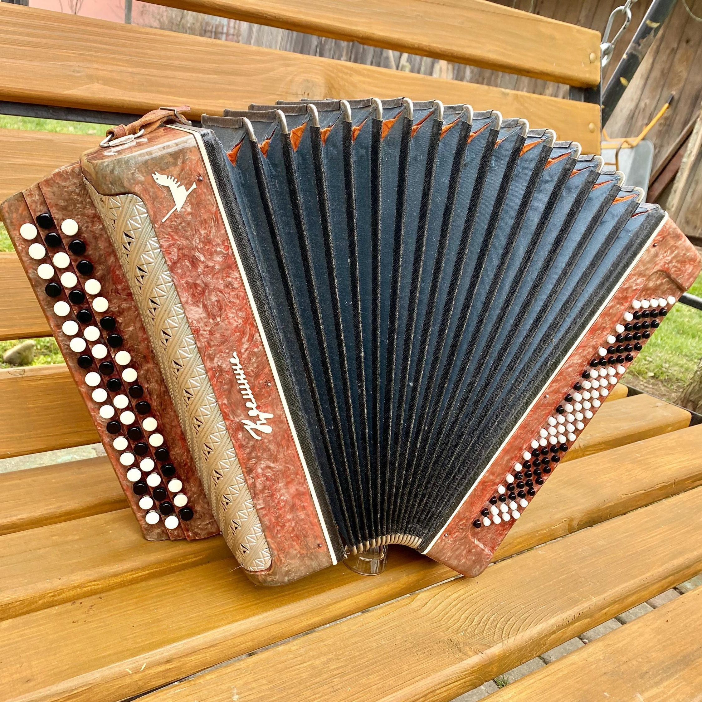 乌克兰代购Accordion㊣ 古着半音键钮式手风琴苏联巴扬民间乐器