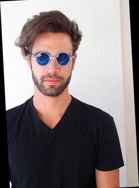 古着维多利亚蓝色镜片圆形太阳镜