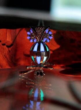 猫头鹰小盒树纯银锆石项链夜光