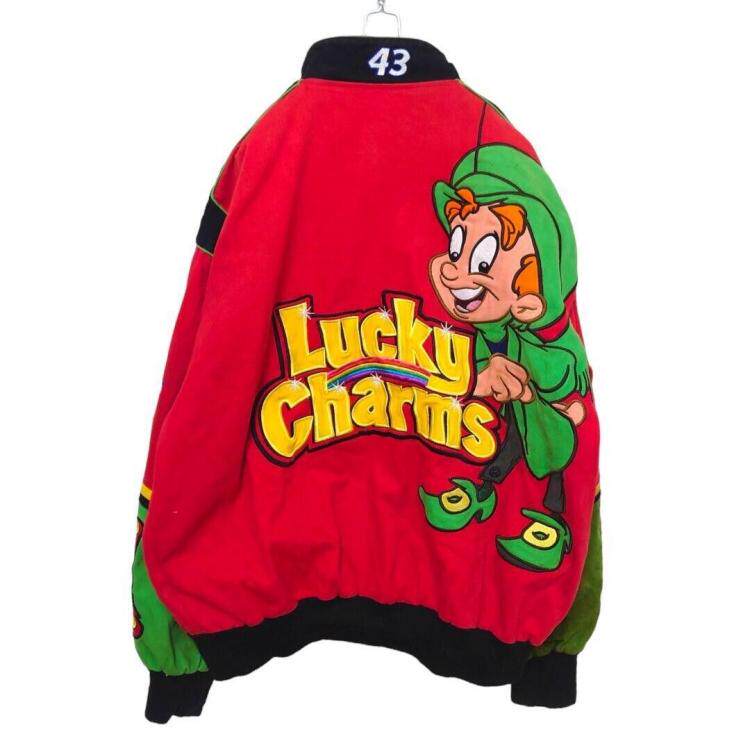 海外代购Jacket ▼古着经典吸睛幸运刺绣红绿色赛车服夹克外套