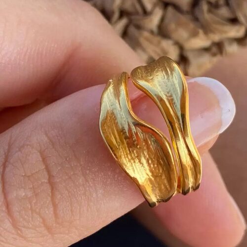 迷人优雅复古捶打肌理感开口戒指