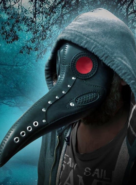 俄罗斯代购Braide◇手作黑色牛皮鸟嘴医生cosplay万圣节演出面具